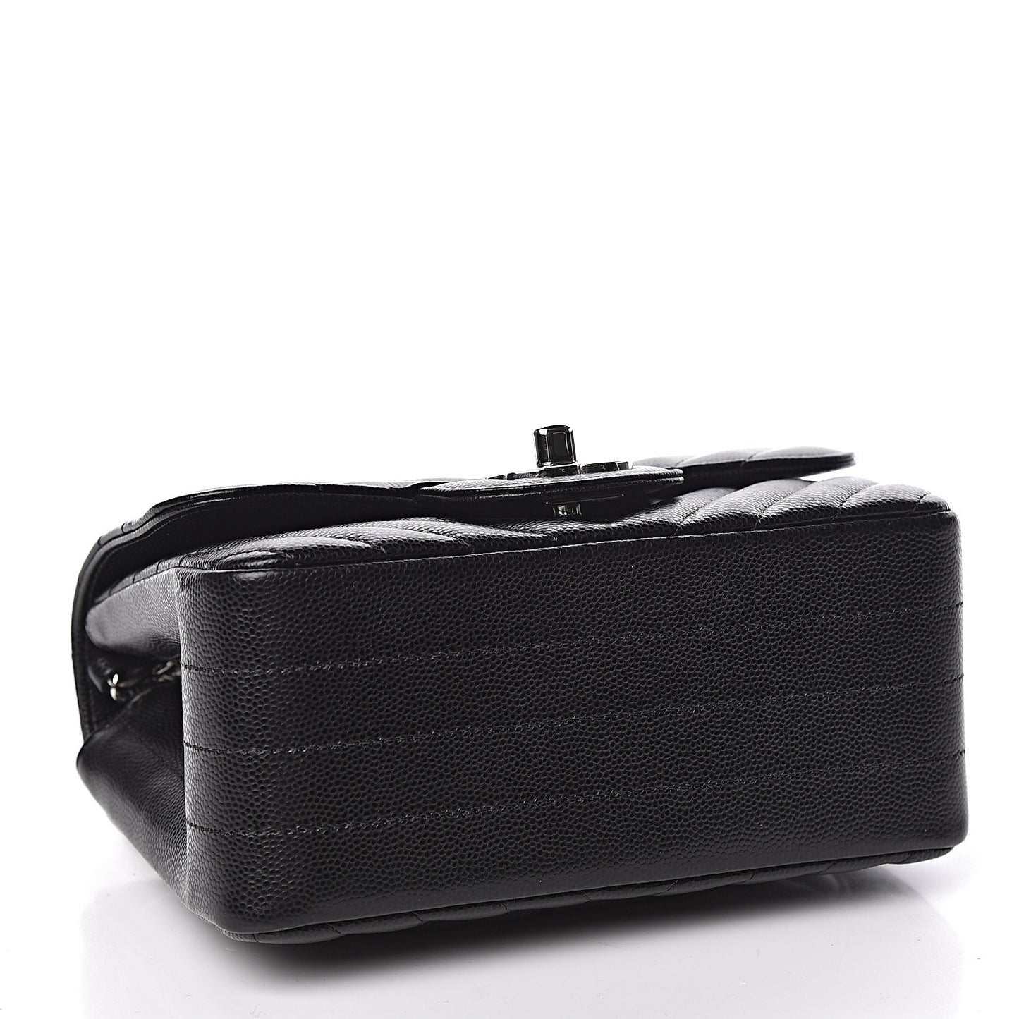 Caviar Chevron Quilted Mini Square Flap Black