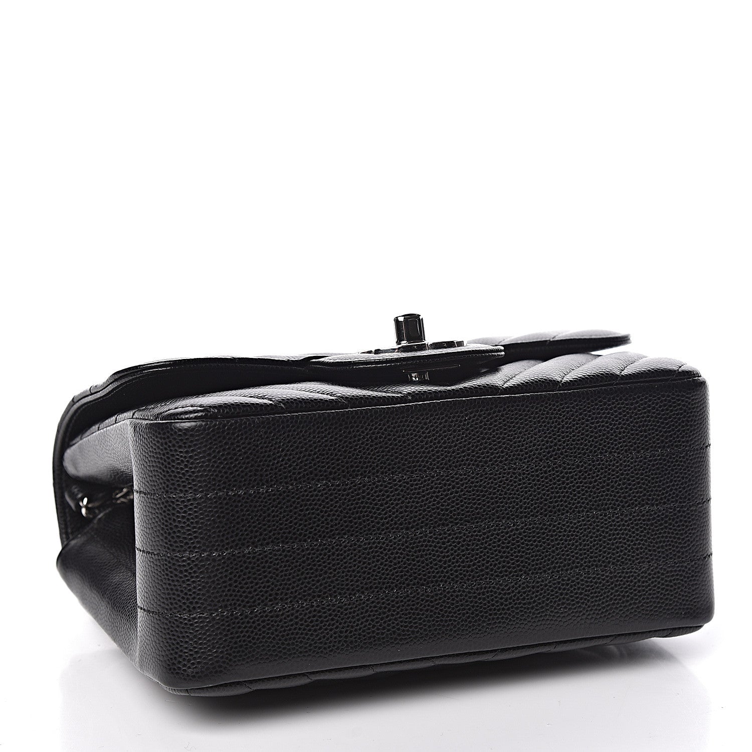 Chanel Caviar Chevron Quilted Mini Square Flap Black 4 of 10