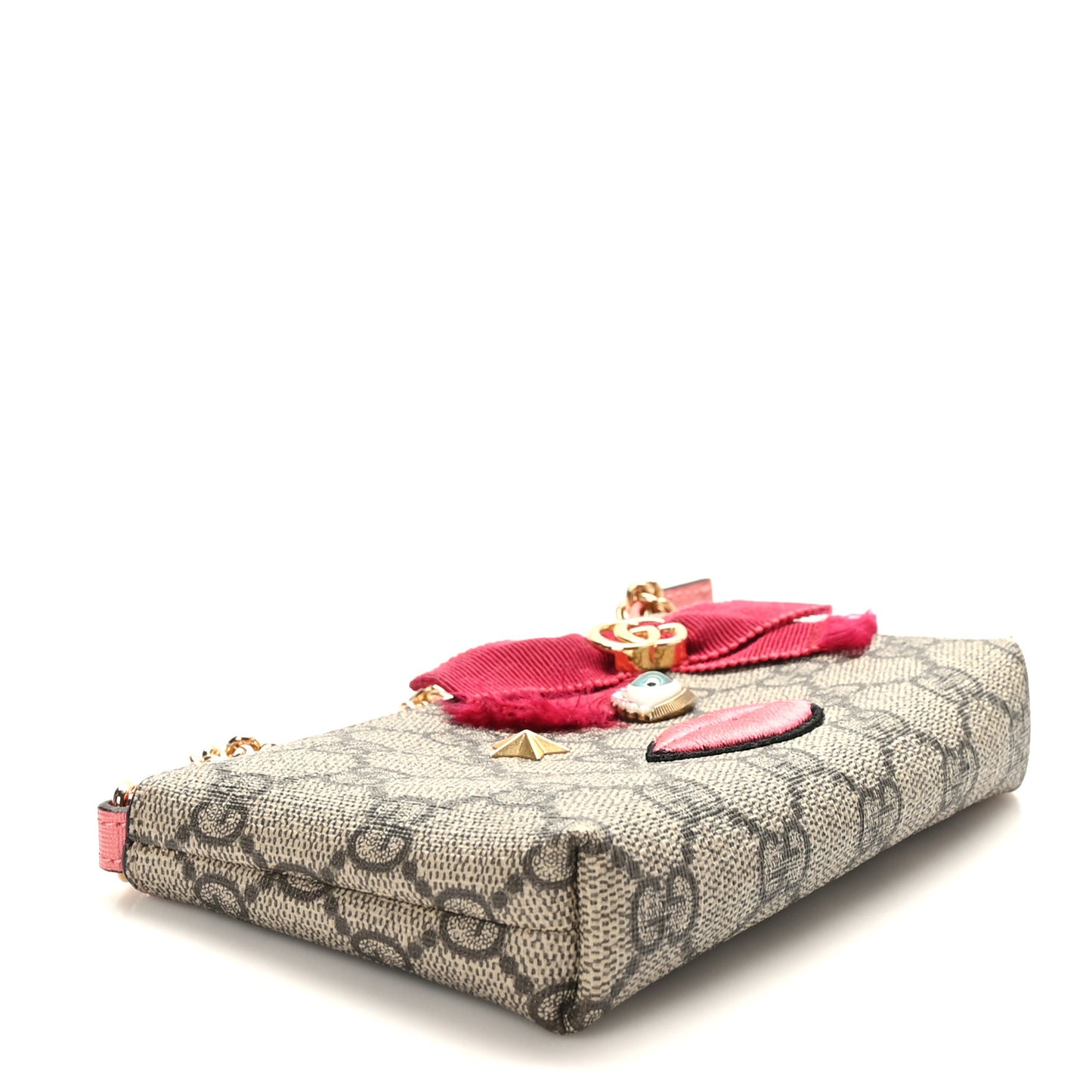 GG Supreme Monogram Embroidered Face Chain Pouch Pink