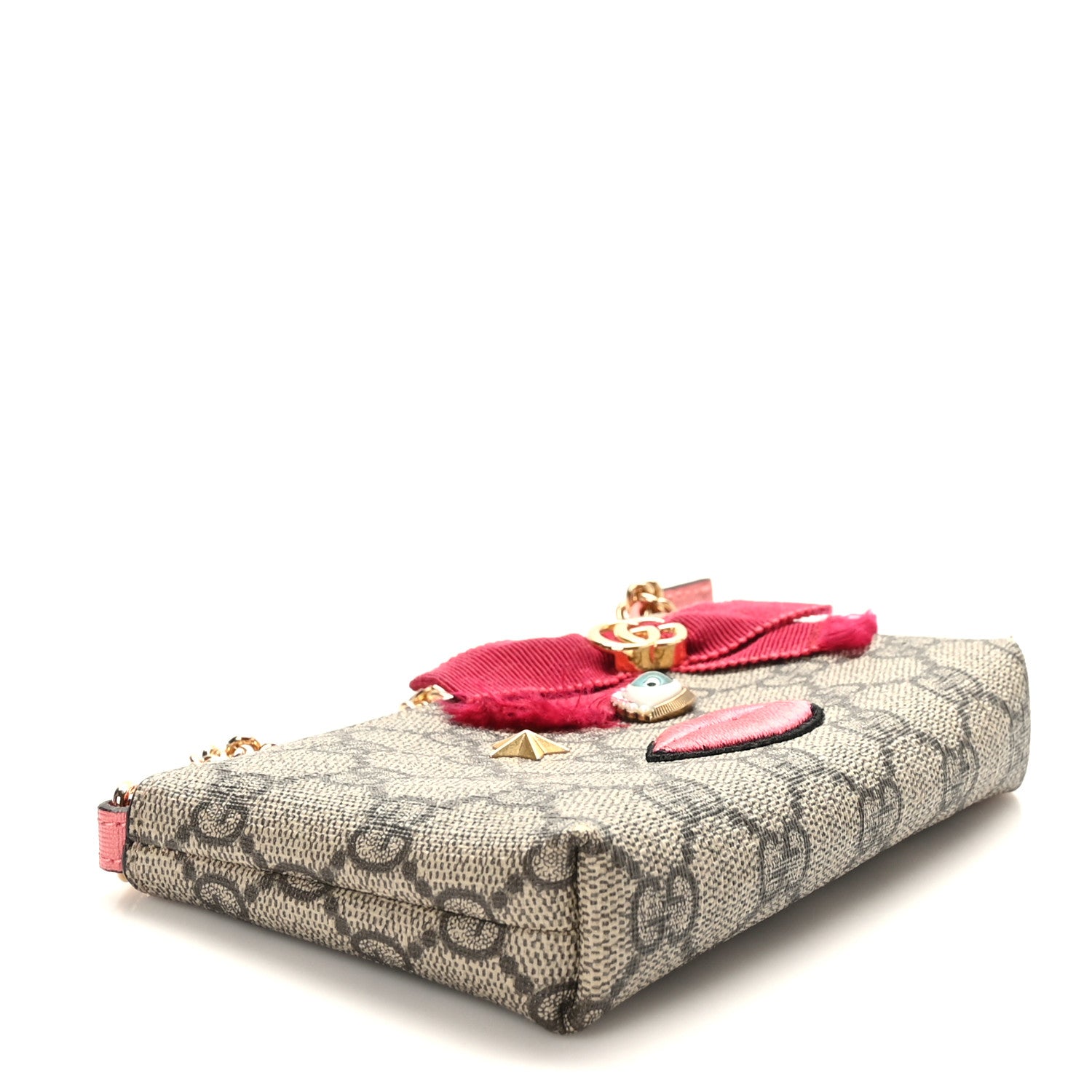 Gucci GG Supreme Monogram Embroidered Face Chain Pouch Pink 4 of 7