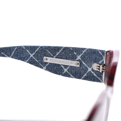 Chanel Acetate Denim Oval Sunglasses 5405 Red Dark Blue 5 of 7