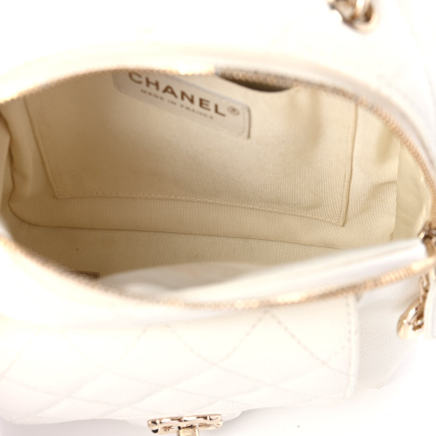 Caviar Quilted Small CC Day Backpack White