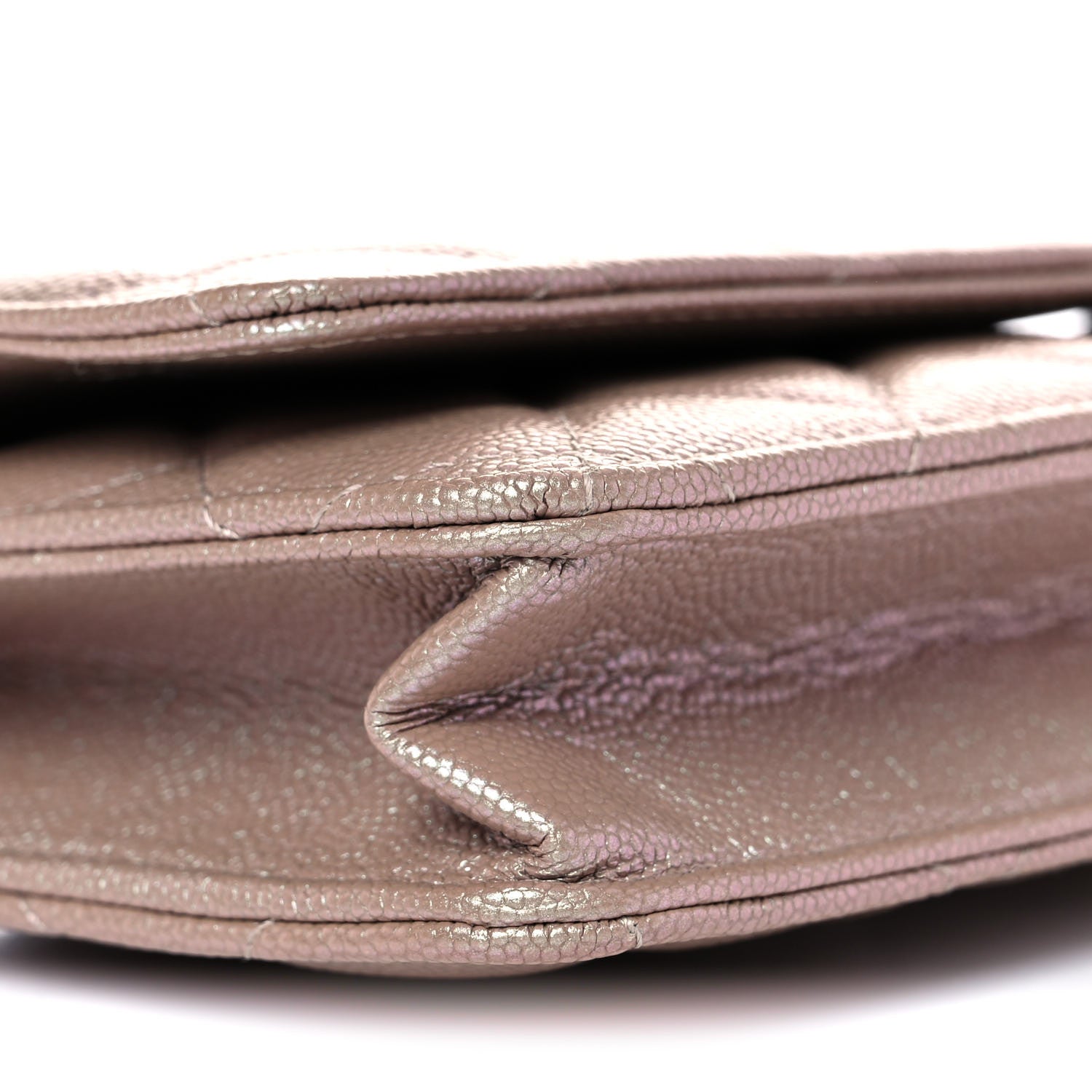 Chanel Iridescent Caviar Quilted Wallet On Chain WOC Beige 9 of 11