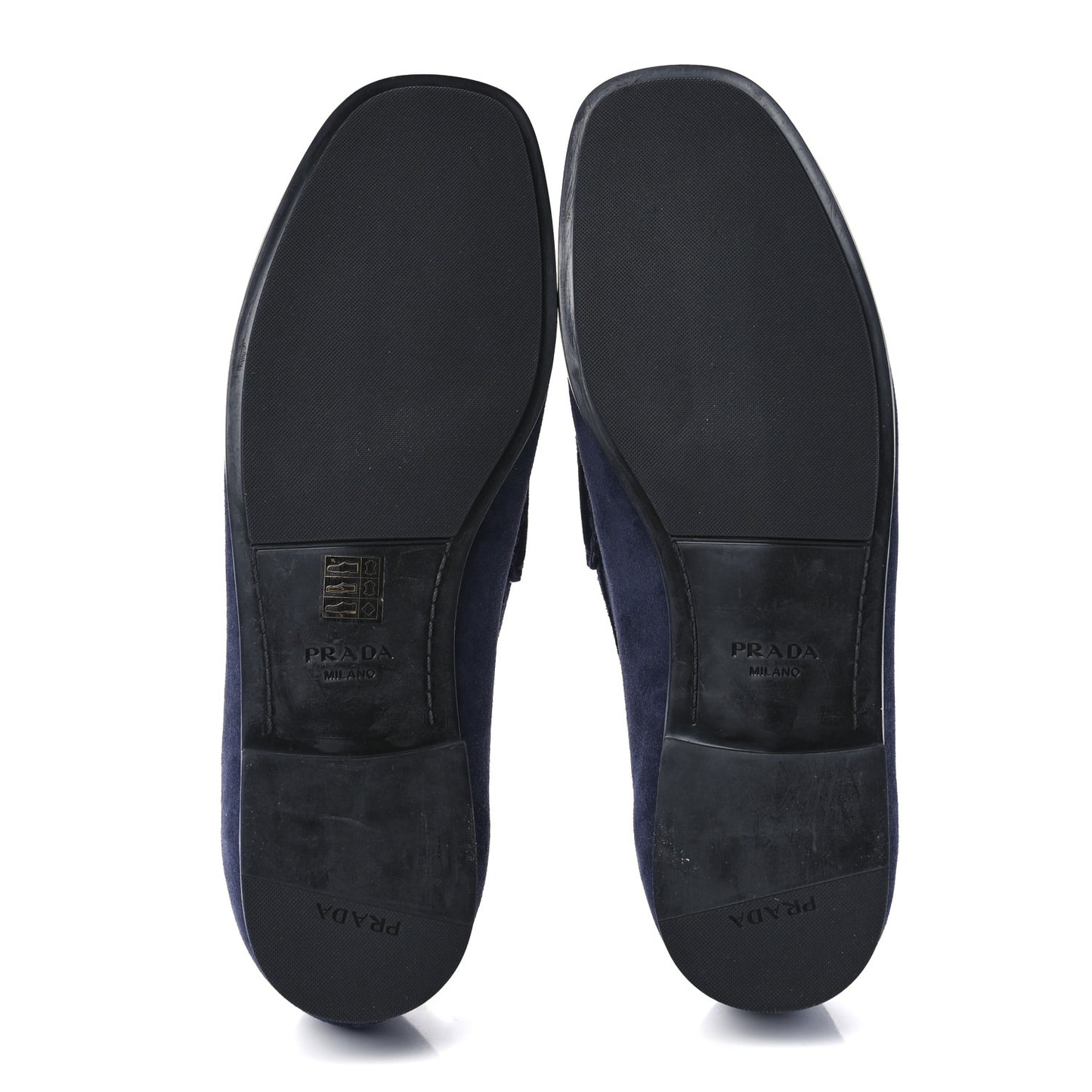 Vitello Scamosciato Metal Triangle Logo Mens Loafers 10.5 Bleu