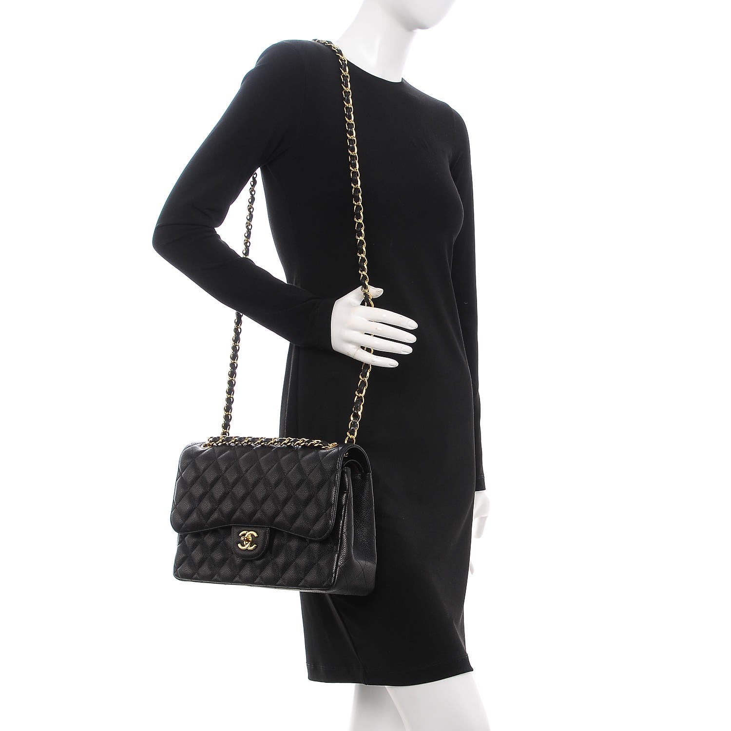 Chanel Caviar Quilted Jumbo Double Flap Black 3 of 9