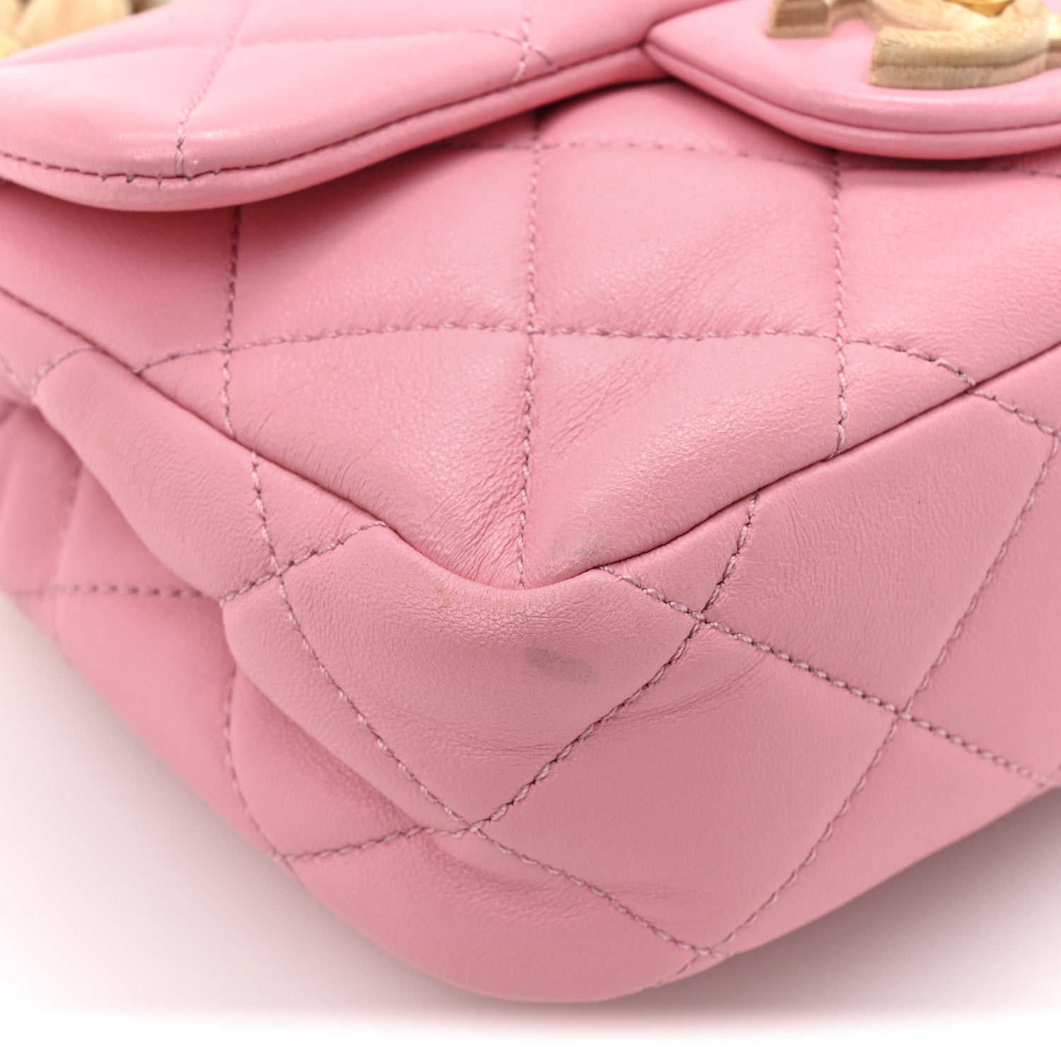 Chanel Lambskin Wenge Quilted Mini Fashion Wood Square Flap Pink 20 of 29