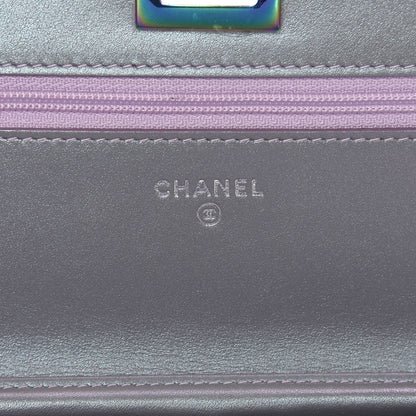 Chanel Iridescent Lambskin Chevron Quilted Reissue Wallet On Chain WOC Light Purple 5 of 9