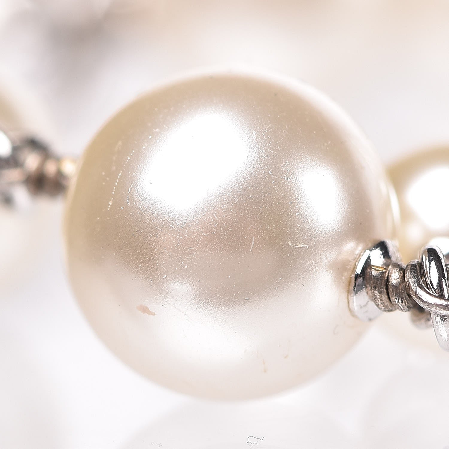 Chanel Baguette Crystal Pearl CC Bracelet Silver 5 of 6