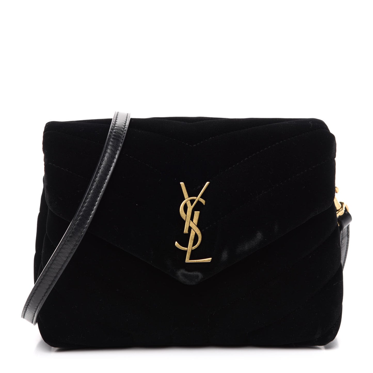 Velvet Y Quilted Monogram Toy Loulou Chain Satchel French Black