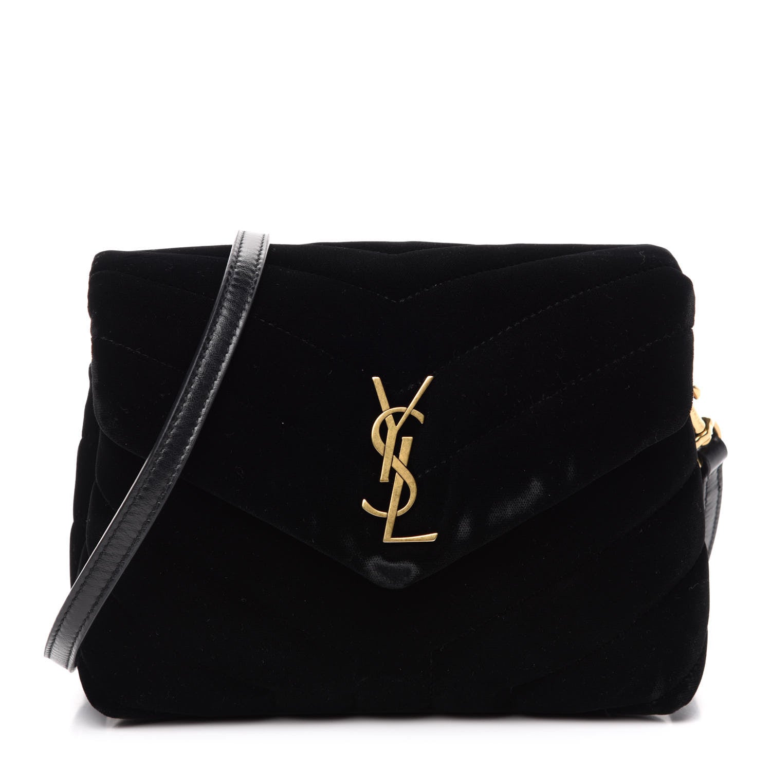 Saint Laurent Velvet Y Quilted Monogram Toy Loulou Chain Satchel French Black 1 of 13