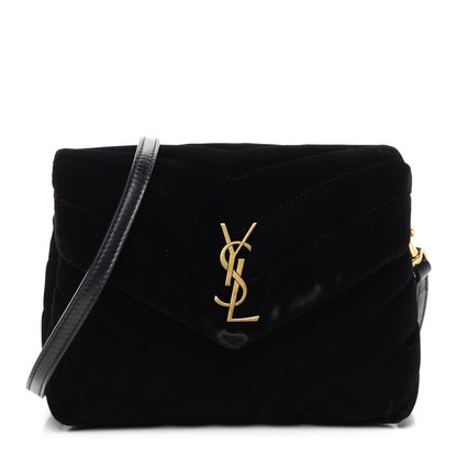 Saint Laurent Velvet Y Quilted Monogram Toy Loulou Chain Satchel French Black 1 of 13