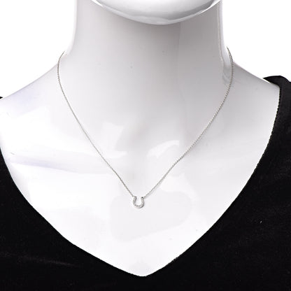 Tiffany 18K White Gold Diamond Mini Metro Horseshoe Pendant Necklace 2 of 8