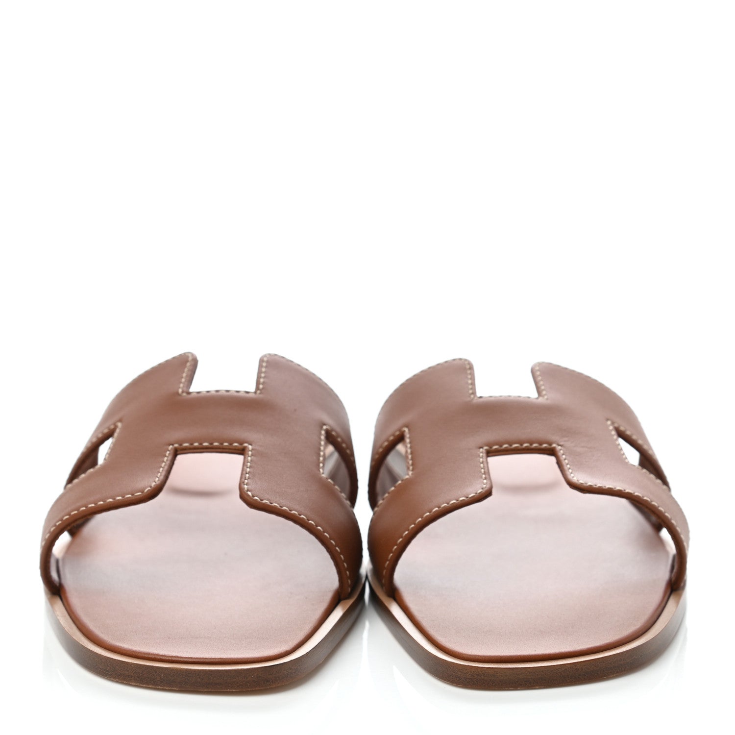 Hermes Box Calfskin Oran Sandals 38 Gold 2 of 7