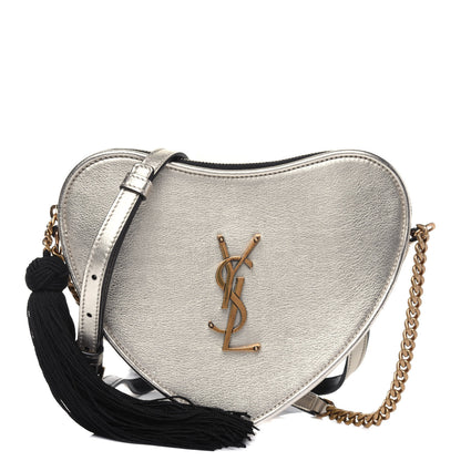 Saint Laurent Metallic Calfskin Heart Monogram Crossbody Pale Gold 1 of 15