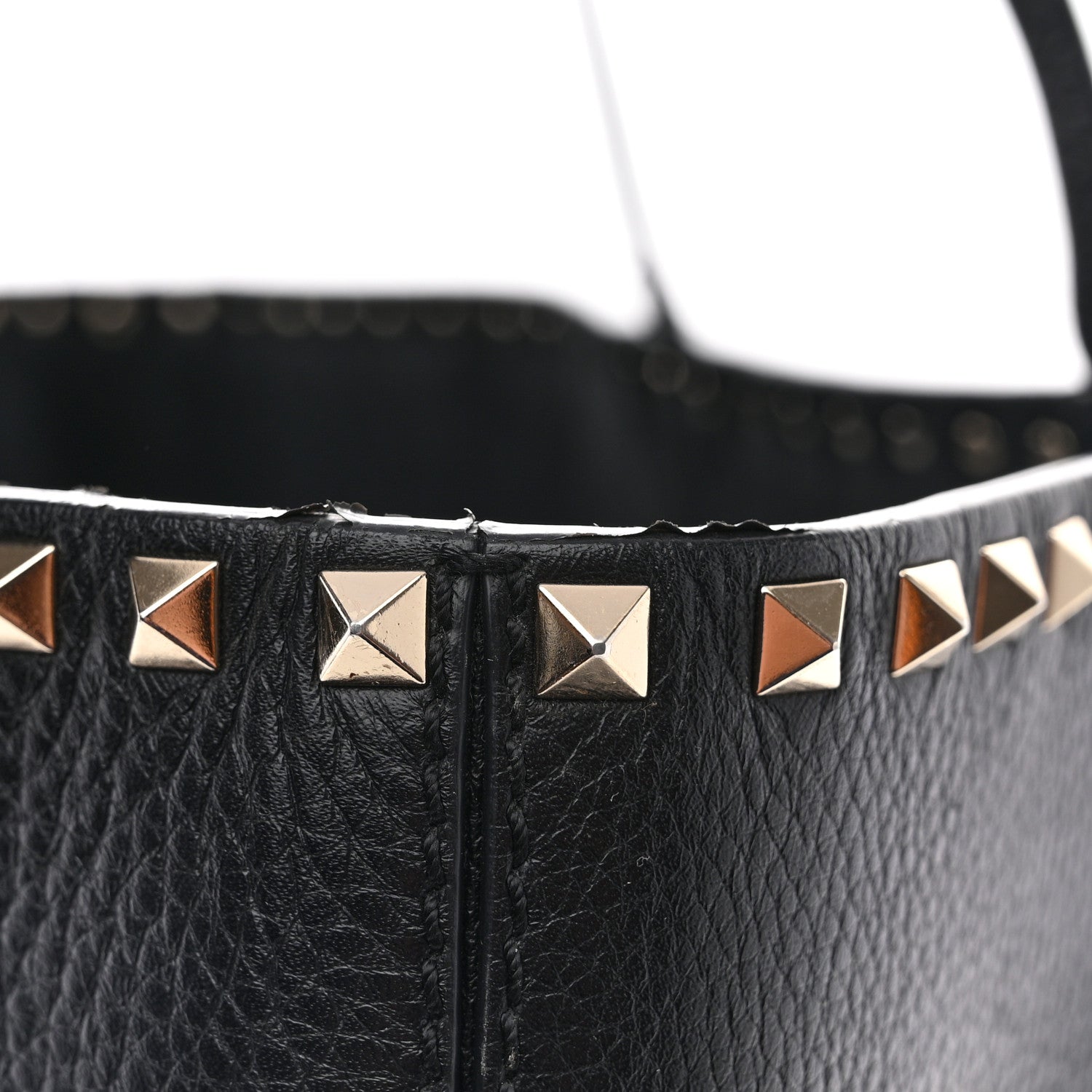 Valentino Garavani Grained Calfskin Rockstud Shoulder Tote Black 12 of 13