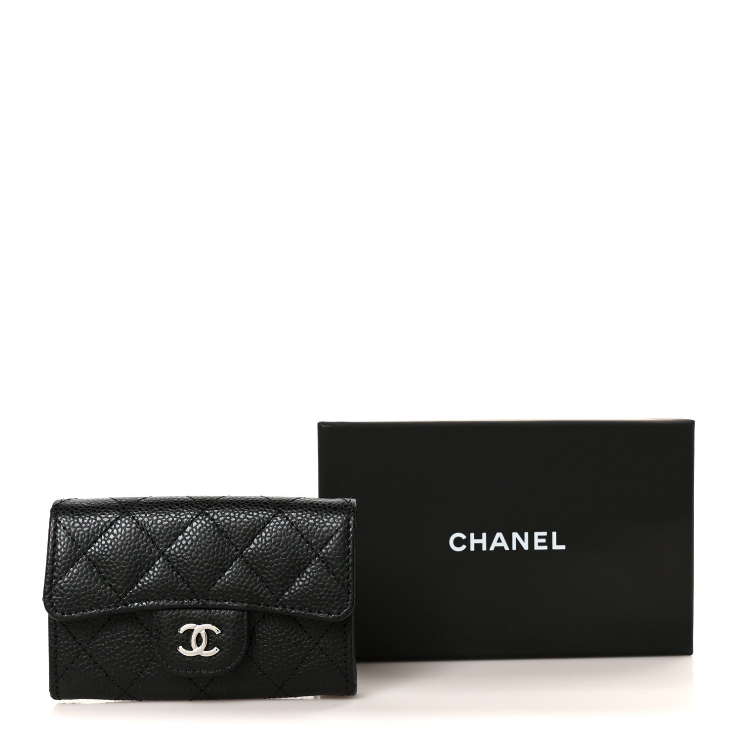 Chanel Caviar Quilted Flap Card Holder Wallet Black Black 10 of 10