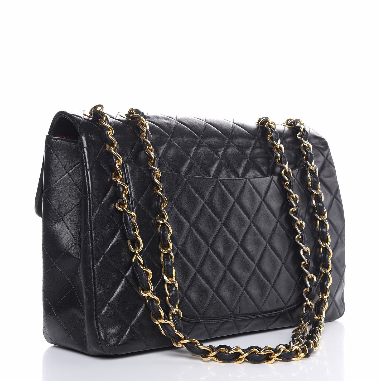 Lambskin Quilted XL Jumbo Single Flap Black