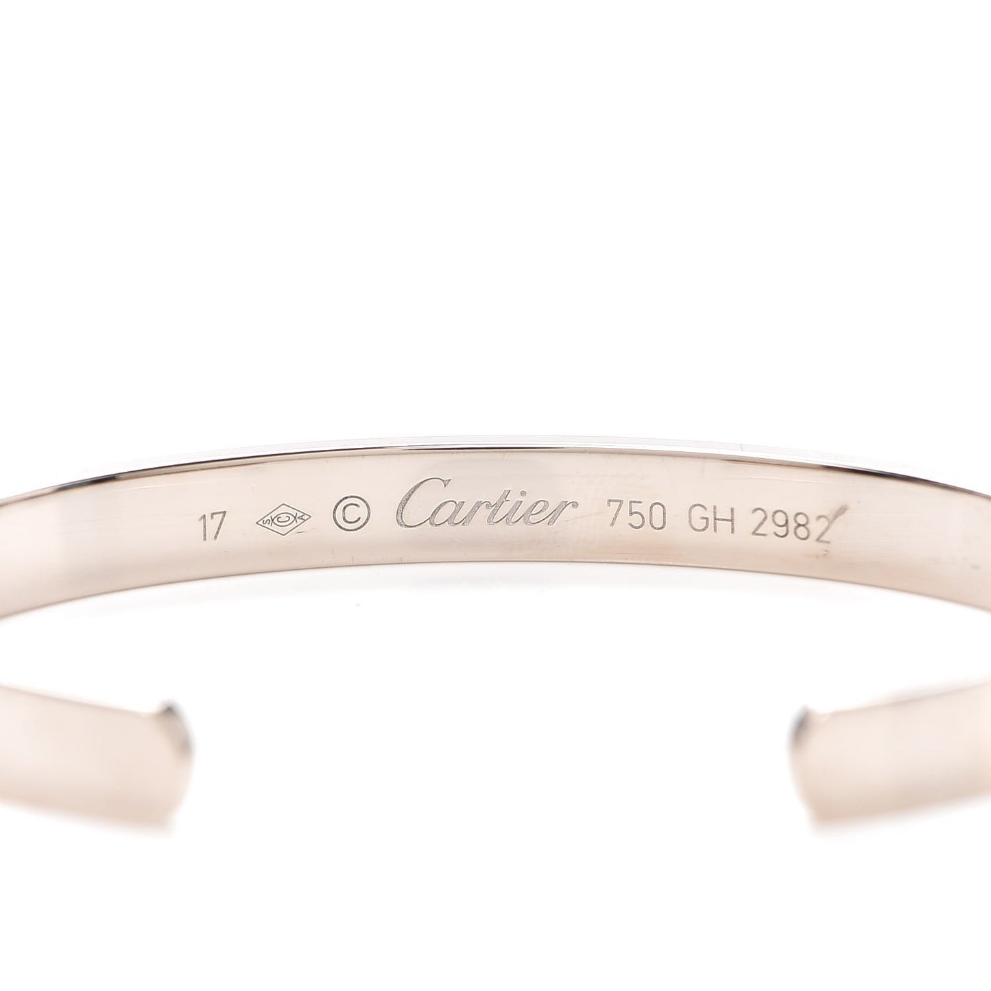 18K White Gold LOVE Cuff Bracelet 17