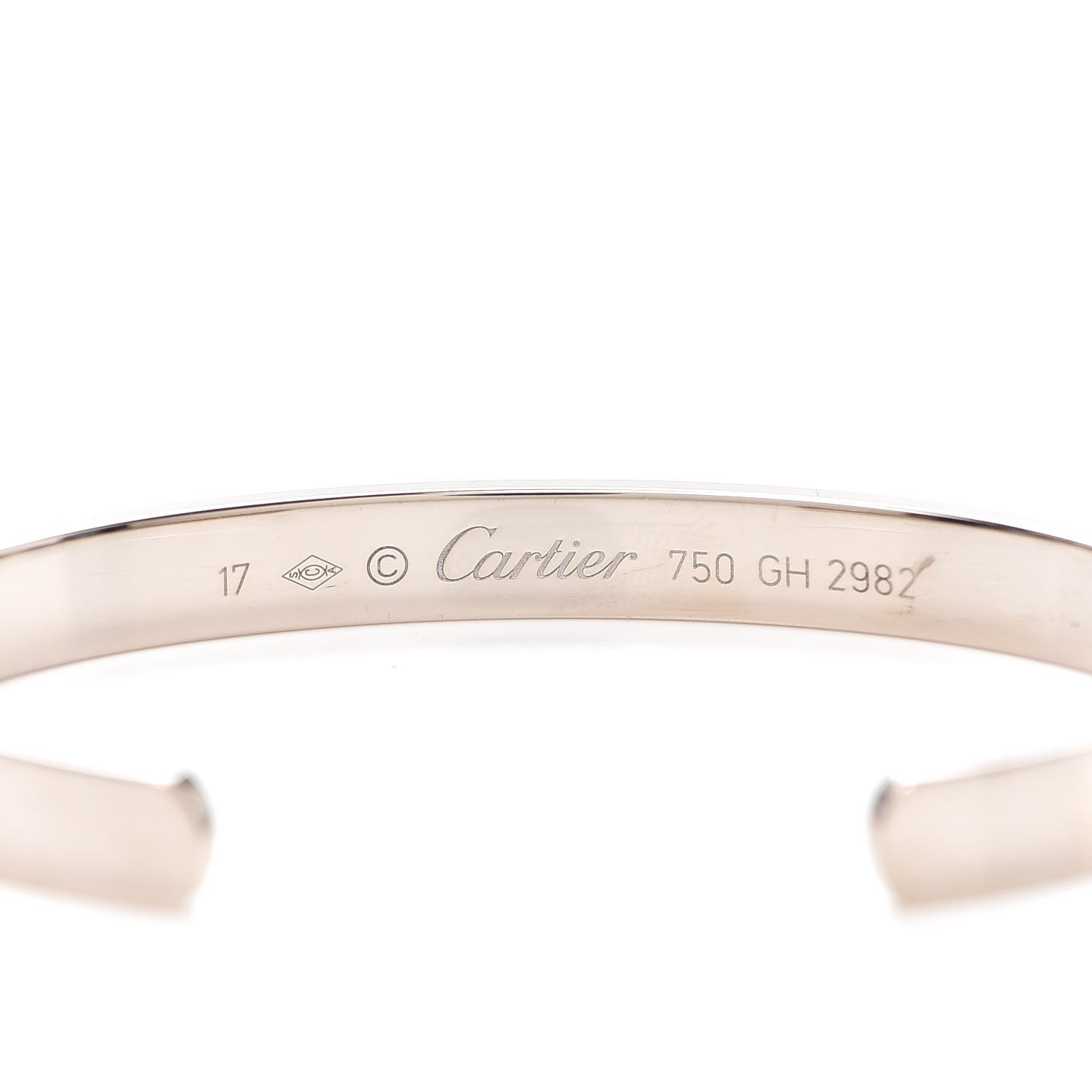 Cartier 18K White Gold LOVE Cuff Bracelet 17 4 of 6
