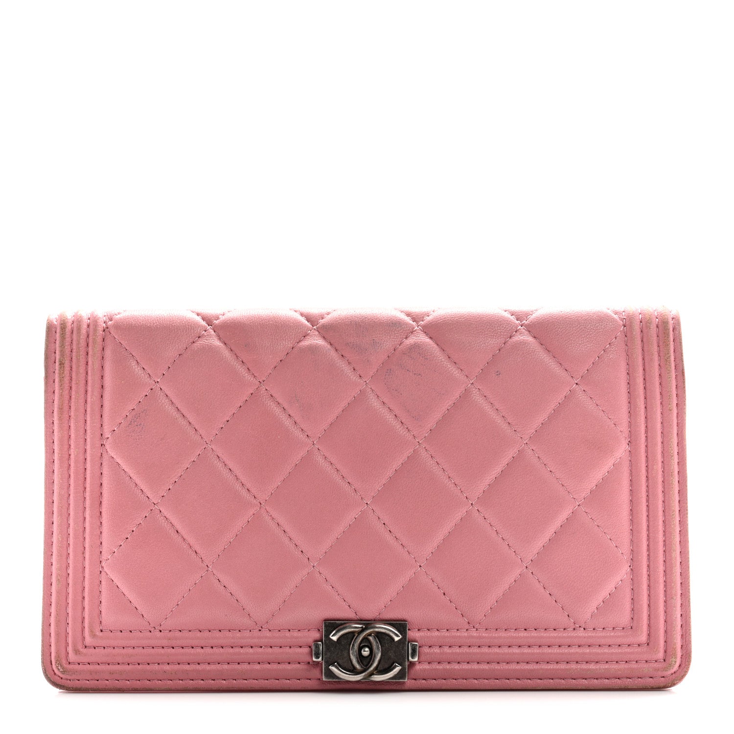 Chanel Lambskin Quilted Boy Yen Wallet Pink 1 of 20