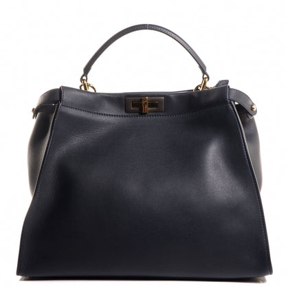 Fendi Vitello Dolce Marmol Large Peekaboo Iconic Satchel Blue Notte 1 of 11