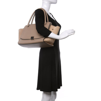 Celine Drummed Calfskin Suede Double Zip Trapeze Sand 2 of 12