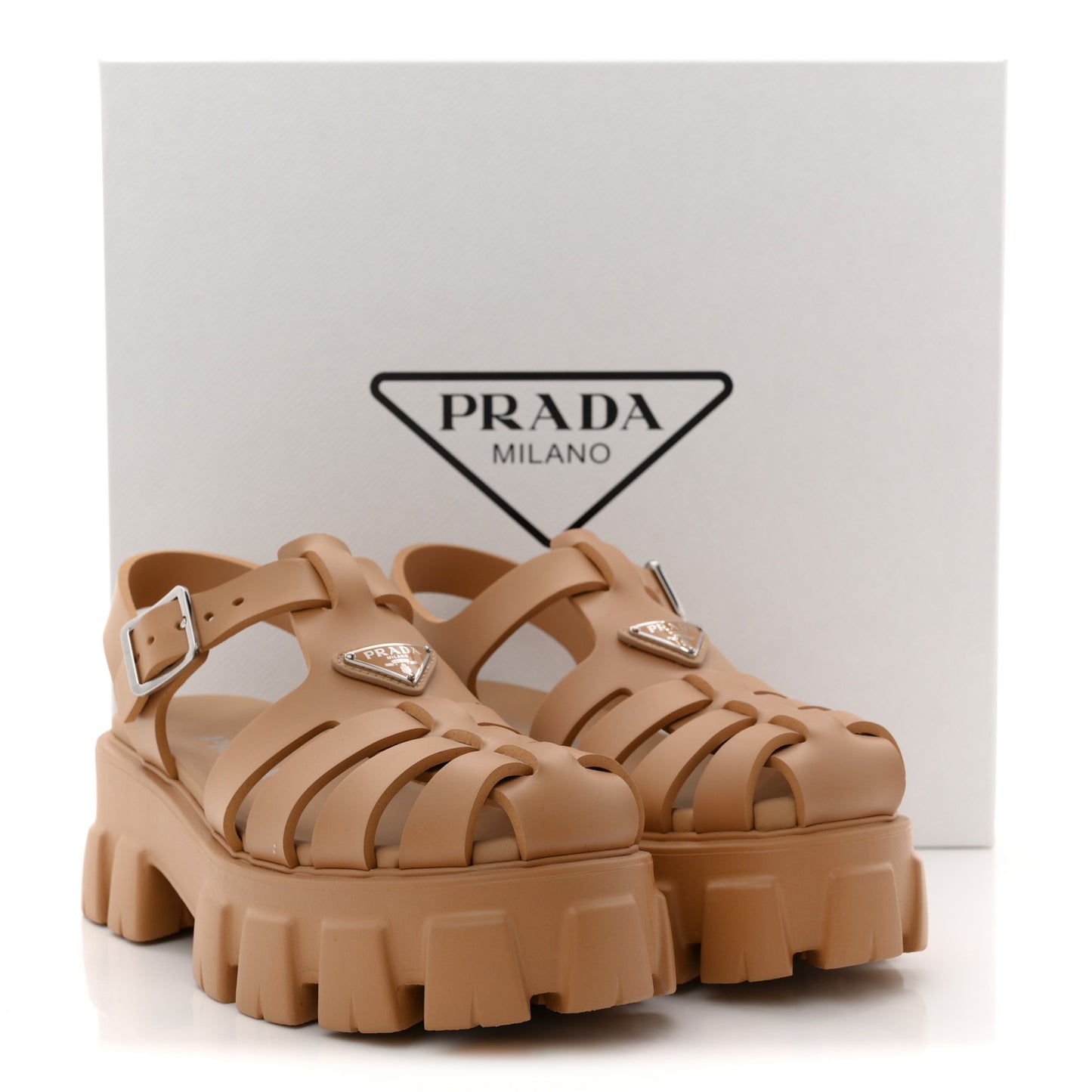 Foam Rubber Metal Triangle Logo Monolith 55mm Cage Sandals 38 Orzo
