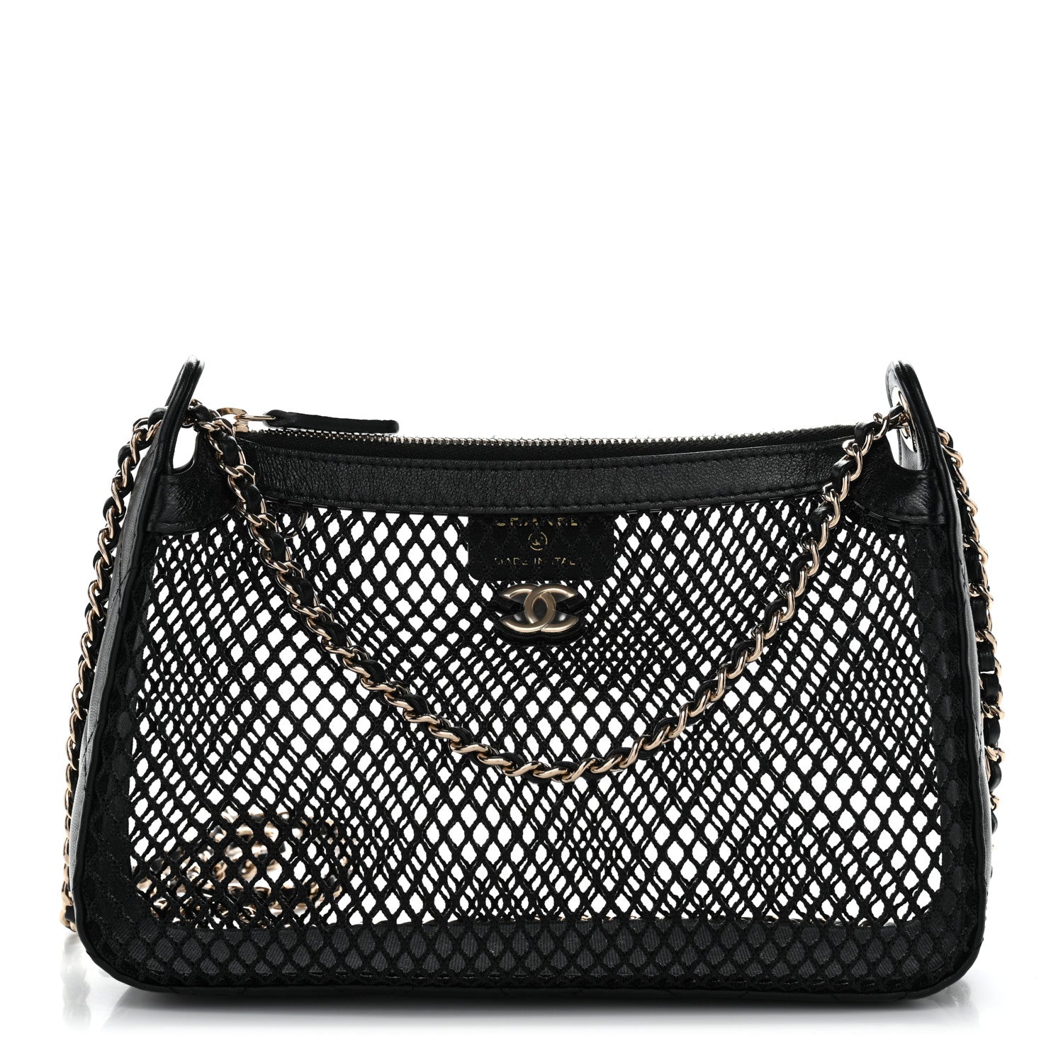 Chanel Mesh Shiny Lambskin Clutch With Chain Black 1 of 11