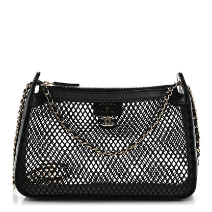 Chanel Mesh Shiny Lambskin Clutch With Chain Black 1 of 11