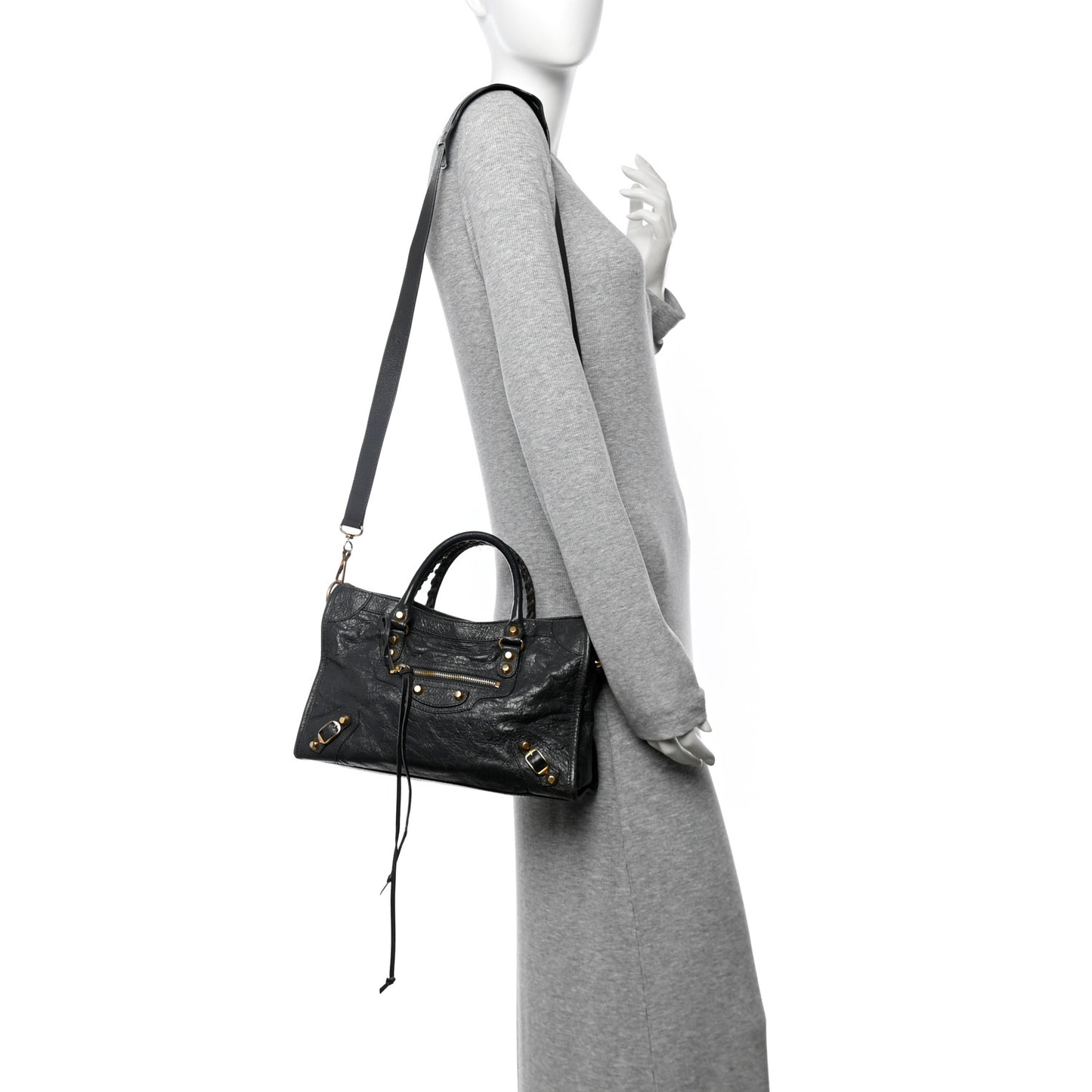 Agneau Classic Gold Hardware S City Gris Fossile