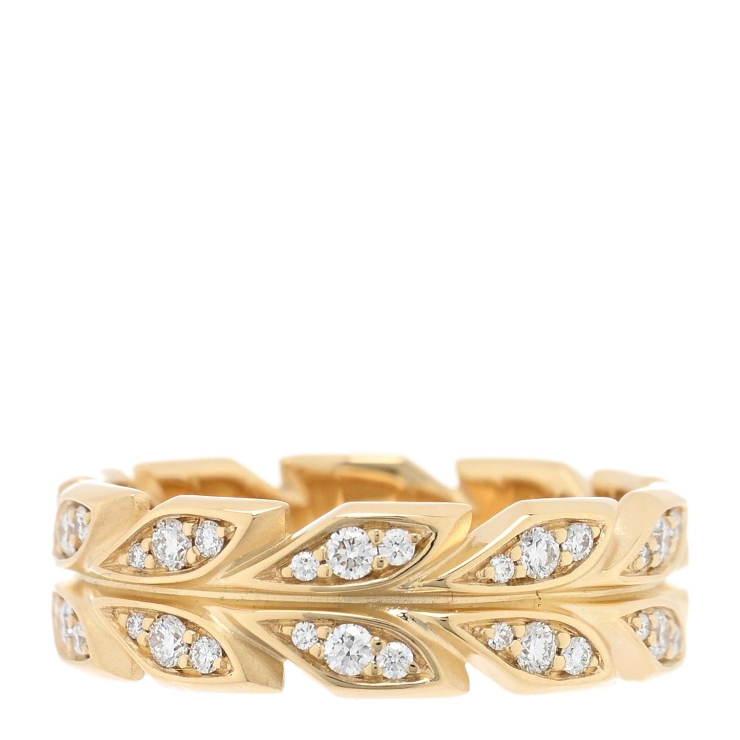 18K Yellow Gold Diamond Victoria Vine Band Ring 52 6
