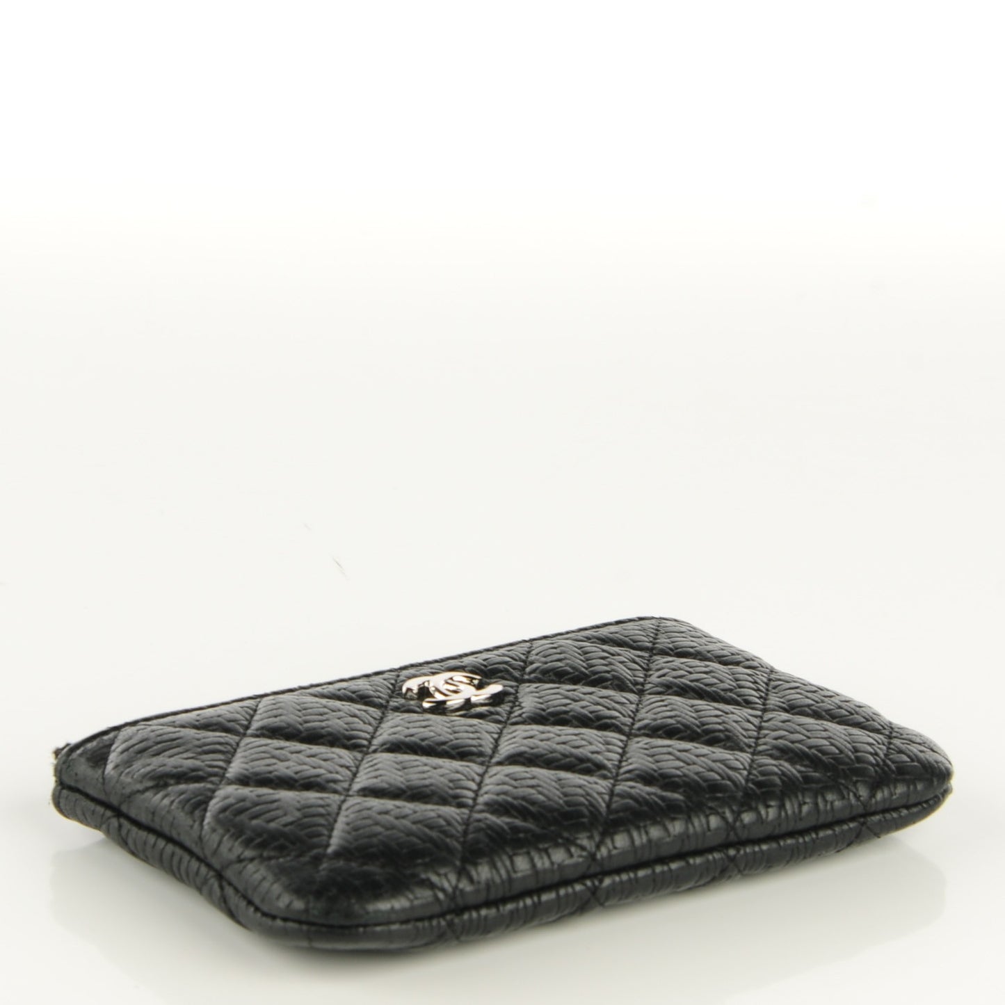 Woven Lambskin Quilted Cosmetic Pouch Black