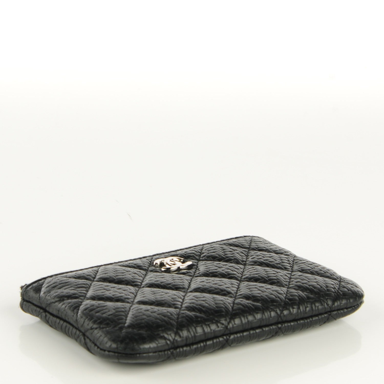 Chanel Woven Lambskin Quilted Cosmetic Pouch Black 4 of 9