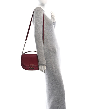 Chanel Shiny Calfskin Goatskin Quilted Medium Coco Curve Messenger Flap Burgundy 2 of 10