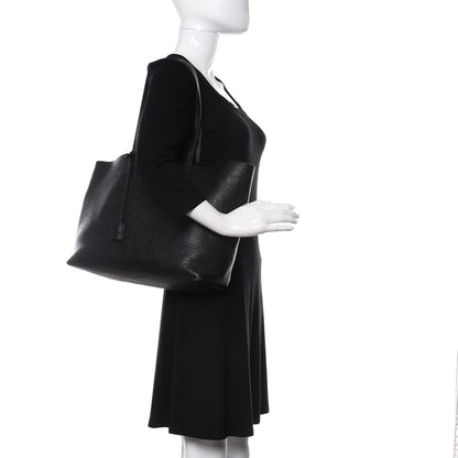 Saint Laurent Calfskin Crocodile Embossed Large Shopper Tote Black 2 of 9