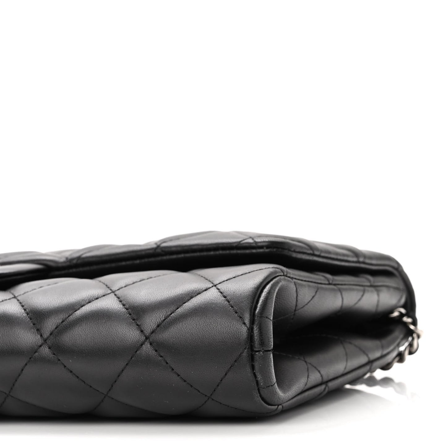 Lambskin Quilted Clutch With Chain Flap Black