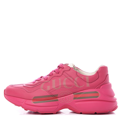 Gucci Calfskin Logo Womens Rhyton Sneakers 37 Box Pink 1 of 9