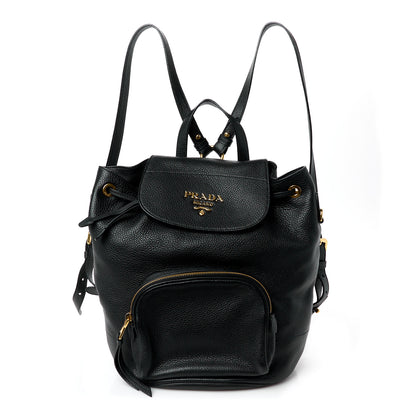 Prada Vitello Daino Backpack Black 1 of 10