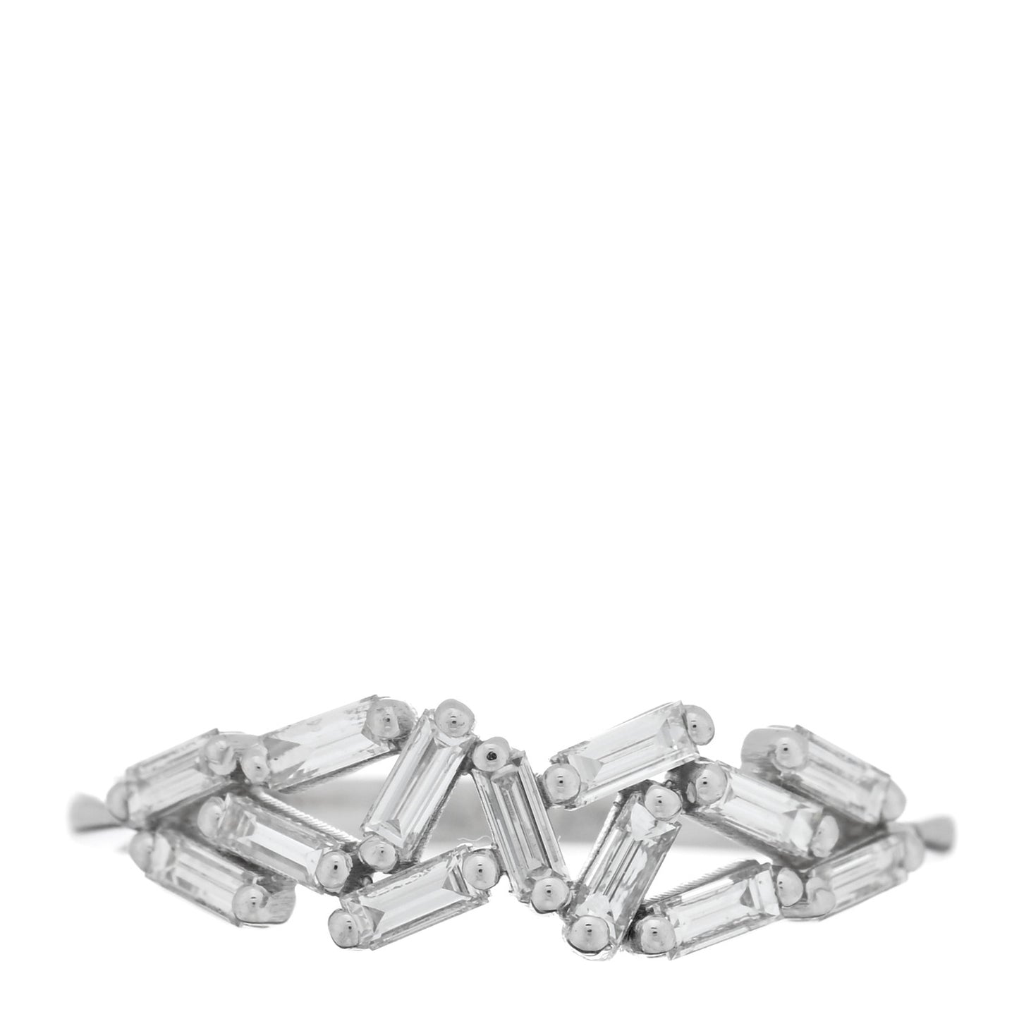 18K White Gold Diamond Baguette Fireworks Ring 54 7