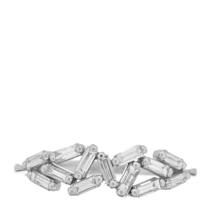 Suzanne Kalan 18K White Gold Diamond Baguette Fireworks Ring 54 7 1 of 4