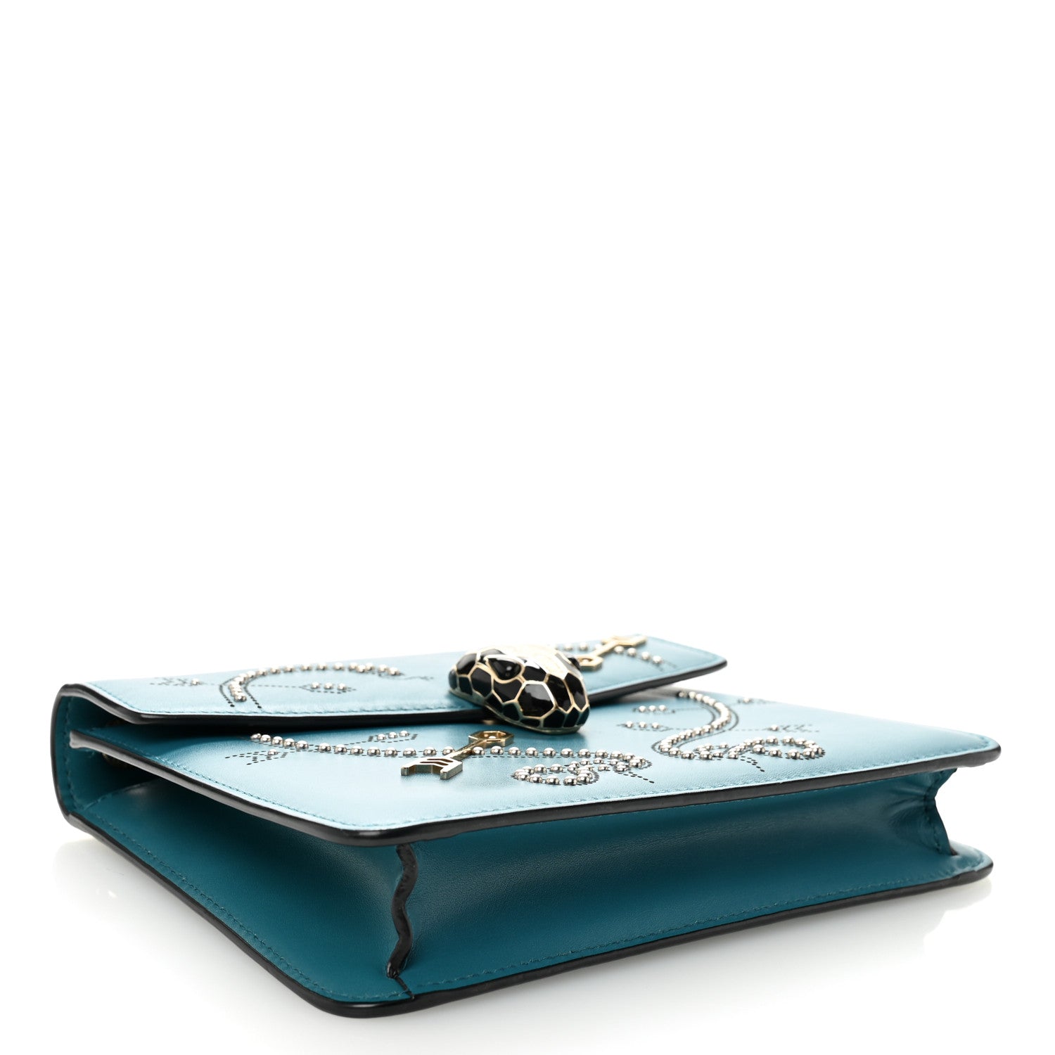Bulgari Calfskin Studded Serpenti In Love Forever Crossbody Bag Tropical Turquoise 4 of 11