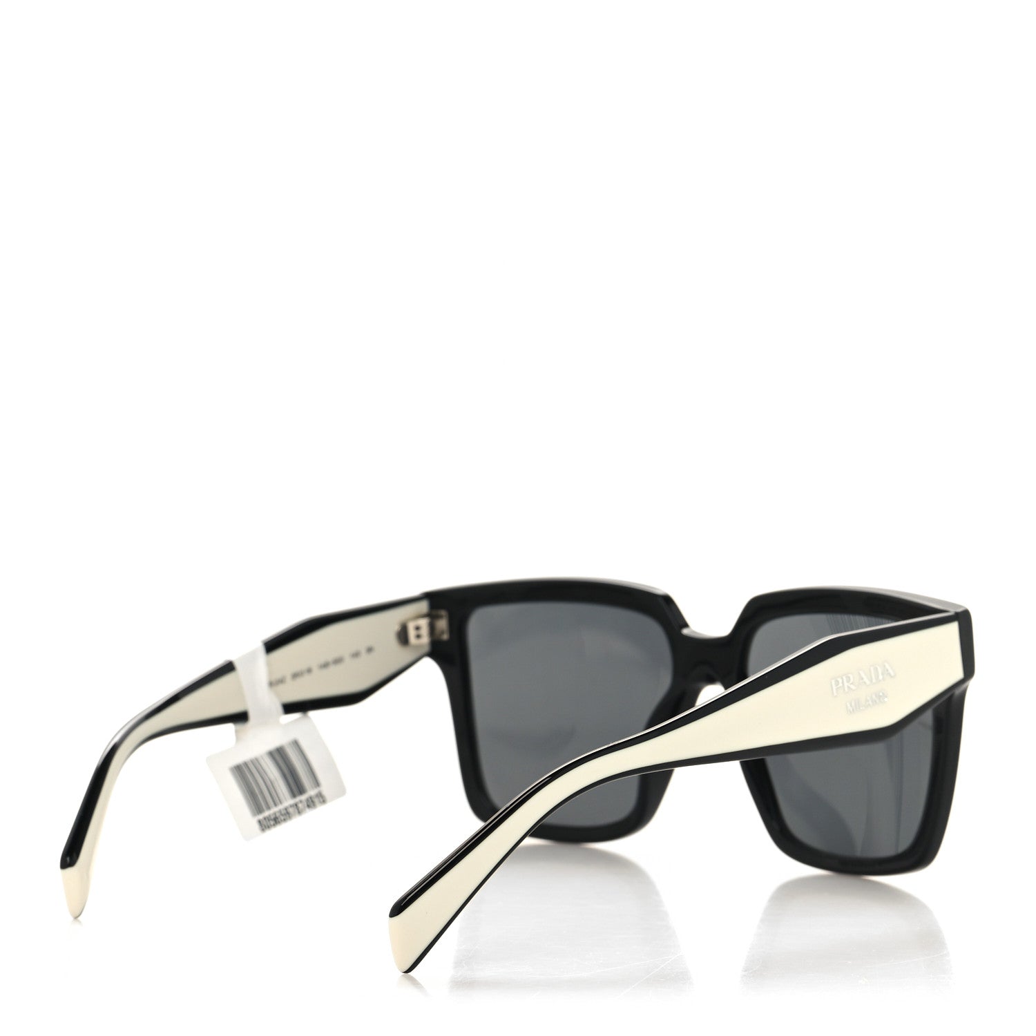 Prada Acetate Square Sunglasses SPR 24Z Black White 4 of 6