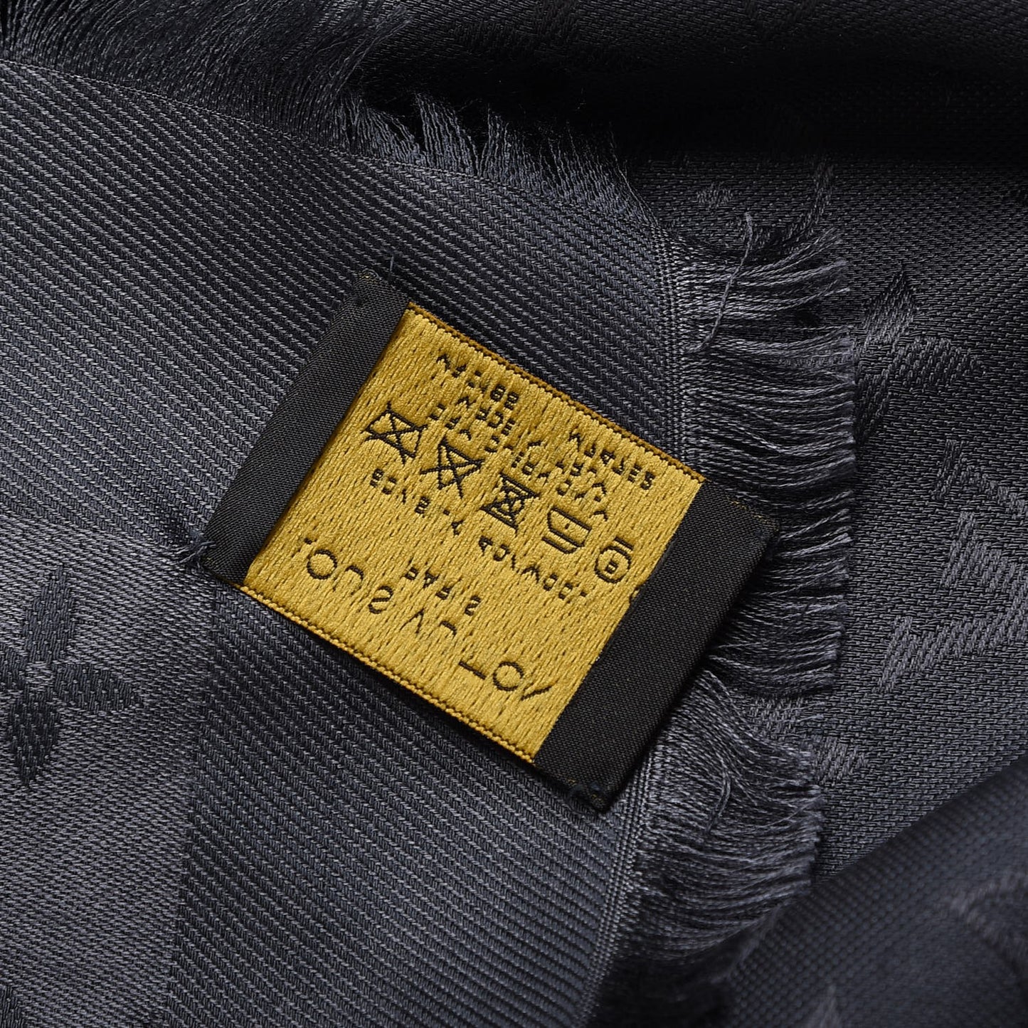 Wool Silk Monogram Shawl Anthracite
