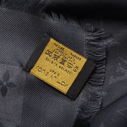 Louis Vuitton Wool Silk Monogram Shawl Anthracite 5 of 5