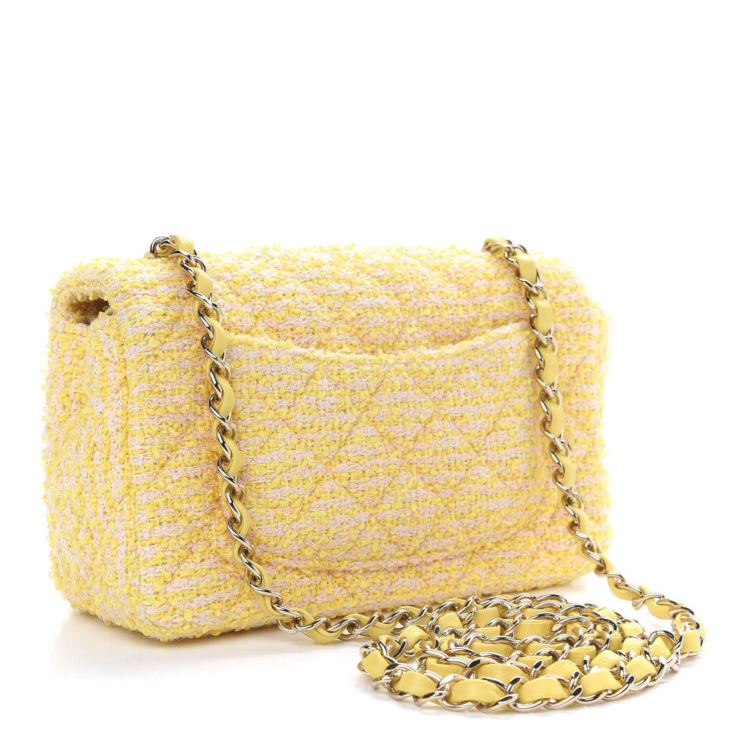 Chanel Tweed Quilted Mini Rectangular Flap Yellow Pink 3 of 11