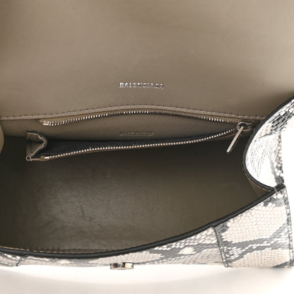 Balenciaga Calfskin Snake Effect Small Hourglass Top Handle Bag Black White 5 of 9