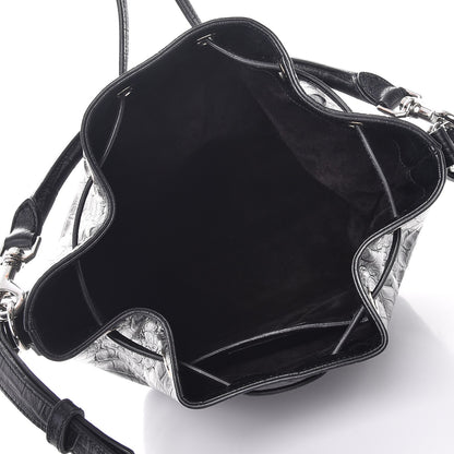 Saint Laurent Calfskin Crocodile Embossed Medium Emmanuelle Bucket Bag Black 6 of 8
