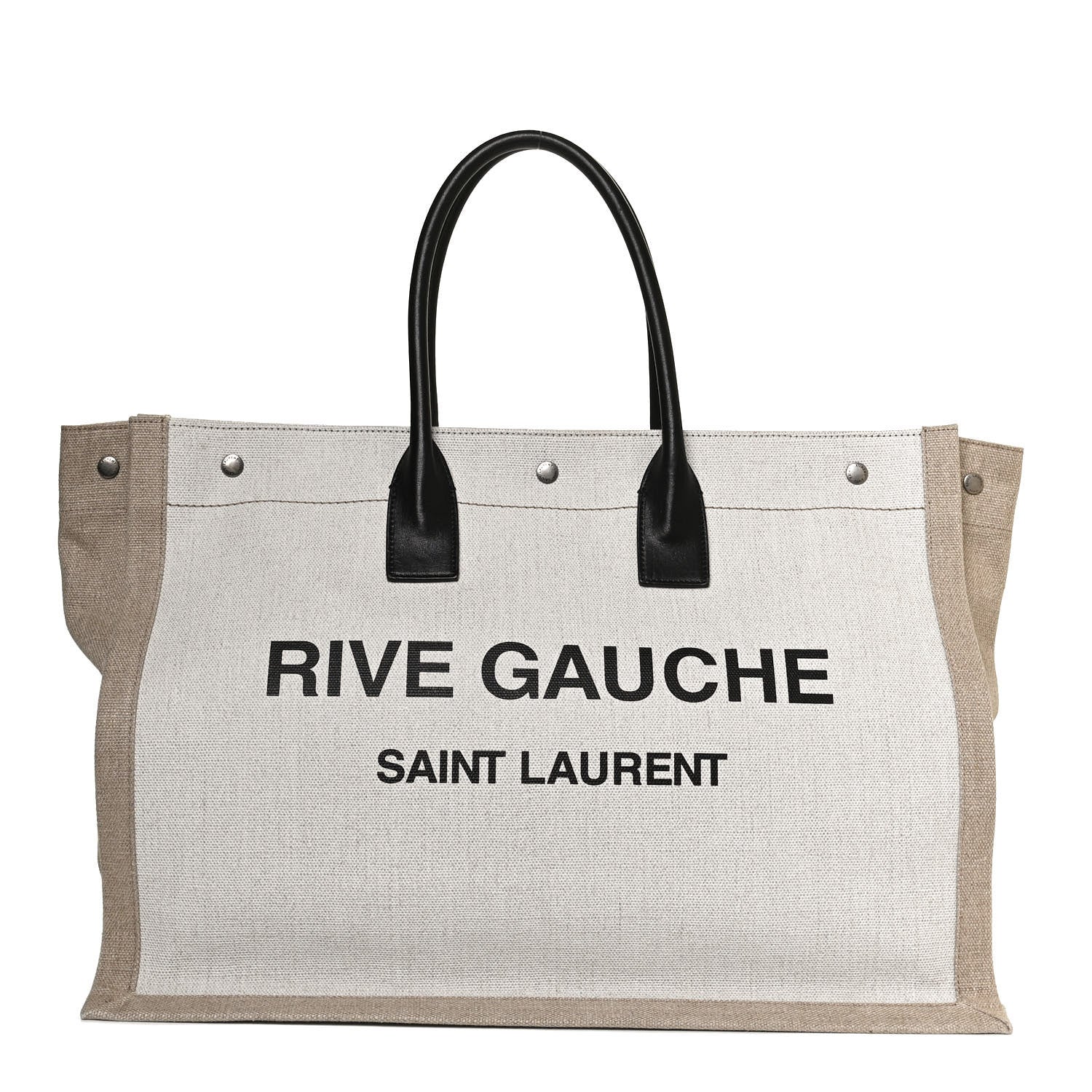 Saint Laurent Linen Calfskin Rive Gauche Tote Optic White 1 of 10