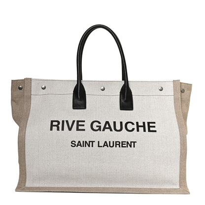 Saint Laurent Linen Calfskin Rive Gauche Tote Optic White 1 of 10