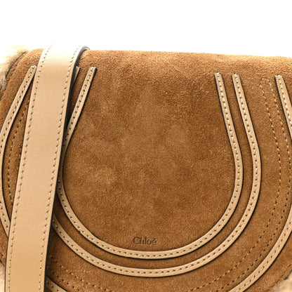 Chloe Suede Calfskin Shearling Small Marcie Saddle Bag Summery Beige 7 of 9